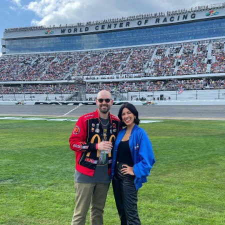 Brad Hoss with his wife Stephanie Beatriz at Daytona International Speedway. 